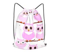 BLWSLC Sac à dos de voyage avec cordon de serrage imprimé hibou mignon et portable, adapté pour les voyages courts, noir, Medium