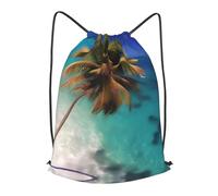 BLWSLC Sac à dos de voyage avec cordon de serrage imprimé îles des Caraïbes - Sac à dos portable adapté pour les voyages courts, noir, Medium