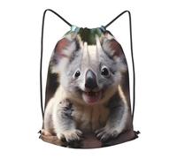 BLWSLC Sac à dos de voyage avec cordon de serrage imprimé koala mignon pour les voyages courts, noir, Medium