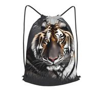 BLWSLC Sac à dos de voyage avec cordon de serrage imprimé tigre au repos - Sac à dos portable adapté pour les voyages courts, noir, Medium