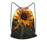 BLWSLC Sac à dos de voyage avec cordon de serrage imprimé tournesol de ferme - Sac à dos portable adapté pour les voyages courts, noir, Small