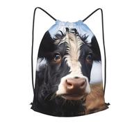 BLWSLC Sac à dos de voyage avec cordon de serrage imprimé vache mignon sac à dos portable adapté pour les voyages courts, noir, Medium