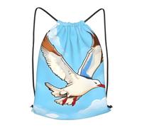 BLWSLC Sac à dos de voyage avec cordon de serrage Motif mouettes volantes, noir, Medium