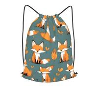 BLWSLC Sac à dos de voyage avec cordon de serrage Motif renard jaune, noir, Medium