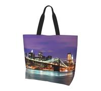 BLWSLC Sac à main rectangulaire imprimé mandala grande capacité pour femme, sac fourre-tout à bandoulière pour les sorties quotidiennes, convient pour les voyages et la salle de sport, New York Night