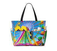 BLWSLC Sac de plage imprimé Corlorful Park, grande capacité, adapté pour les vacances, le camping et une utilisation quotidienne.