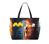 BLWSLC Sac de voyage à motif microphone Ice and Fire, sac à bandoulière de grande capacité, adapté pour les vacances, les voyages et la salle de sport.