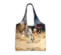 BLWSLC Sac en toile imprimé cheval dans la tempête du désert - Sac à bandoulière - Sac de fitness - Sac de loisirs adapté pour les voyages ou le shopping