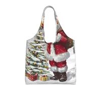 BLWSLC Sac en toile imprimé Père Noël Snow Secenry - Sac de sport - Sac de loisirs adapté pour les voyages ou le shopping