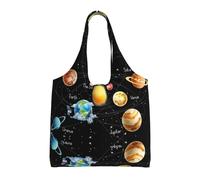BLWSLC Sac en toile imprimé planètes, étoiles et galaxie de la Voie lactée à une seule épaule, idéal pour le sport, les voyages ou le shopping