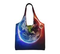 BLWSLC Sac en toile imprimé Space Planet Earth à une épaule, sac de sport, de loisirs, adapté pour les voyages ou le shopping