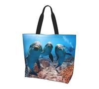 BLWSLC Sac fourre-tout à motif de dauphin amusant qui vous regarde, sac de voyage pour le shopping quotidien, la plage et le fitness, Dauphin qui vous regarde, Taille unique