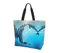 BLWSLC Sac fourre-tout à motif marbré noir et doré, sac de voyage pour le shopping, la plage et le fitness, Winter the Dauphin, Taille unique