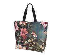 BLWSLC Sac fourre-tout coloré imprimé queue de phénix, grande capacité pour les voyages, le shopping et les vacances à la plage, Grappe de fleurs de minuit, One Size