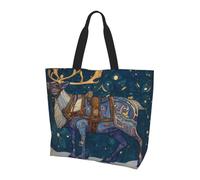 BLWSLC Sac fourre-tout coloré imprimé queue de phénix, grande capacité pour les voyages, le shopping et les vacances à la plage, Sculpture de cerf, Taille unique