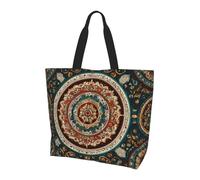 BLWSLC Sac fourre-tout coloré imprimé queue de phénix, grande capacité pour les voyages, le shopping et les vacances à la plage, Mandala indien, Taille unique