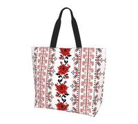 BLWSLC Sac fourre-tout de voyage avec motif rose brodé ukrainien pour le shopping, la plage et le fitness, Rose de style broderie ukrainien., Taille unique