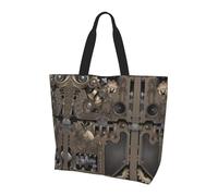 BLWSLC Sac fourre-tout de voyage avec motif rose brodé ukrainien pour le shopping, la plage et le fitness, Engrenages mécaniques Steampunk., Taille unique