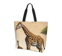 BLWSLC Sac fourre-tout imprimé drapeau grec, sac à main de grande capacité pour les voyages, le shopping et les vacances à la plage, Girafe mère et enfant, Taille unique