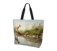 BLWSLC Sac fourre-tout imprimé grains de café, grande capacité pour les voyages, le shopping et les vacances à la plage, Clear River, One Size