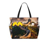 BLWSLC Sac fourre-tout pliable imprimé The Great Wall of China avec fermeture éclair, léger et portable, adapté pour les voyages et la salle de sport