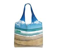 BLWSLC Sandy Beach Sac en toile imprimé à une seule épaule pour le sport, les loisirs, les voyages ou le shopping