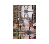 BLWSLC Serviette de nettoyage de golf Rainy Street In Paris - Serviette de golf pliable imprimée adaptée aux sacs de golf - Accessoire de golf avec mousqueton - Convient pour les voiturettes de golf