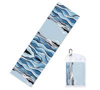 BLWSLC Serviette de sport imprimée Waves Lapping at The Rocks avec sac d'emballage, adaptée pour le yoga, le fitness et la course à pied.