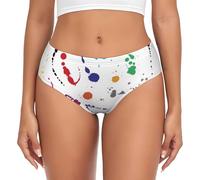 BLWSLC Slip imprimé abstrait Paint Splashes pour femme, taille basse sans couture, XS à 4XL, s'adapte à tous les types de corps, Noir , M