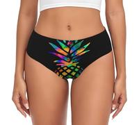 BLWSLC Slip imprimé ananas pour femme, taille basse sans couture, XS à 4XL, s'adapte à tous les types de corps, Noir , XXL