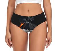 BLWSLC Slip taille basse pour femme Volcanic eruption Patterned | Sous-vêtements basiques toutes saisons, tailles XS à 4XL, Noir , L