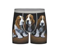 BLWSLC Sous-vêtement extra long à séchage rapide et respirant avec imprimés de chiens mignons, gris clair, S