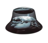 BLWSLC Superbe chapeau de pêcheur requin blanc imprimé chapeau de soleil adapté pour la plage, la chasse, le jardinage, le golf, la pêche