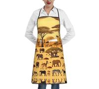 BLWSLC Tablier de cuisine à motifs d'animaux de la prairie africaine, tablier de cuisine réglable, adapté pour les restaurants, le jardinage et les fleuristes.