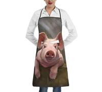 BLWSLC Tablier imprimé cochon avec poches parfait pour les chefs, les serveurs, les boulangers et les manucures
