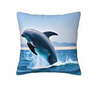 BLWSLC Taies d'oreiller carrées à motif dauphins sautant - 30,5 x 30,5 cm - Convient pour les canapés, les chambres et les coussins de voiture.