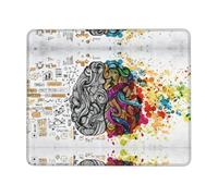 BLWSLC Tapis de souris de bureau avec bords surjetés - Avantage cerveau gauche et droit - Tapis de jeu imprimé - Convient pour les jeux et le bureau - 21,1 x 26,2 cm