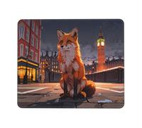 BLWSLC Tapis de souris de bureau Overlocked Edge Street Red Fox imprimé tapis de jeu adapté pour les jeux et le bureau 25,4 x 30,5 cm
