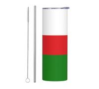 BLWSLC Tasse à café avec paille imprimée drapeau d'Oman - Pour le bureau et les voyages - 591 ml