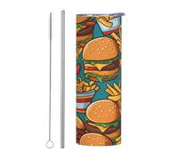 BLWSLC Tasse de voyage en acier inoxydable avec paille droite, parfaite pour les voyages et le fitness