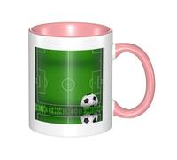 BLWSLC Tasse en céramique rose à motif Green Grass Field Soccer Playground The Ball pour cafés et bureaux.