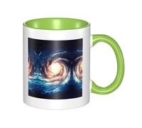 BLWSLC Tasse en céramique verte avec motif galaxie de la Voie lactée, convient pour les cafés et les bureaux.