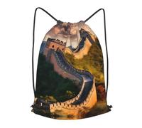 BLWSLC The Great Wall of China Sac à dos de voyage avec cordon de serrage et cordon de serrage pour les voyages courts, noir, Medium