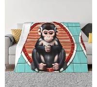 BLWSLC The Silent Monkey Couverture polaire à motifs de singes décoratifs pour canapé Disponible en 4 tailles Le singe silencieux pour la chaleur de la maison.