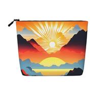 BLWSLC Trousse de maquillage à couche unique imprimée lever de soleil, sac de rangement, adapté pour le rangement quotidien, un incontournable pour les voyages d'affaires.