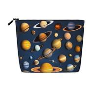 BLWSLC Trousse de maquillage à couche unique imprimée planètes du système solaire, sac de rangement, adapté pour le rangement quotidien, un incontournable pour les voyages d'affaires.