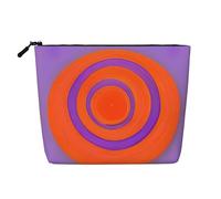 BLWSLC Trousse de maquillage à une couche imprimée en cercle orange, sac de rangement, adapté pour le rangement quotidien, un incontournable pour les voyages d'affaires.