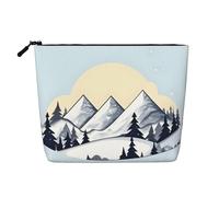 BLWSLC Trousse de maquillage blanche à une couche imprimée Snowy Mountains, sac de rangement, adapté pour le rangement quotidien, un incontournable pour les voyages d'affaires.