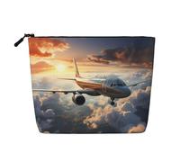 BLWSLC Trousse de toilette en faux lin imprimé « Airplanes are soaring » - Grande capacité - Indispensable au quotidien