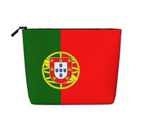 BLWSLC Trousse de toilette pour femme avec drapeau portugais imprimé faux lin grande capacité essentiel au quotidien